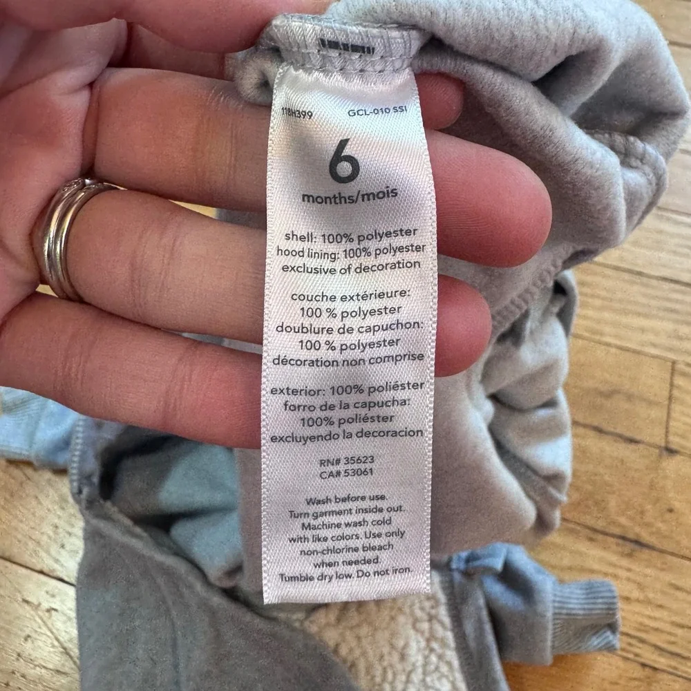 Carters Baby Boys Blue Fleece Polar Bear Hooded Jumpsuit Pram 6 Months